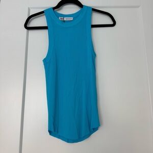 NWT Medium High Neck Ribbed Turquoise Zara Tank Top